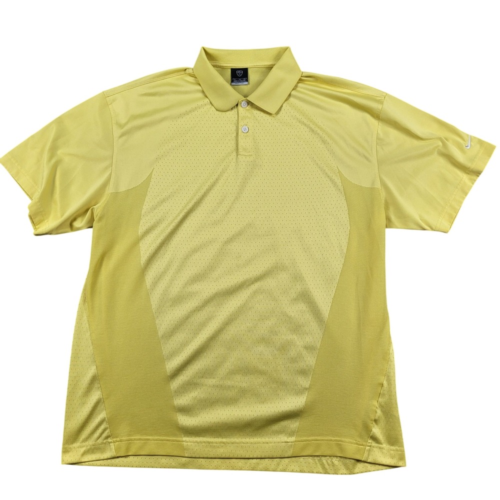 Nike Golf Polo Shirt Mens XL Yellow Excellent Fit‎ Dry Short Sleeve 194474-395